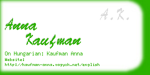anna kaufman business card